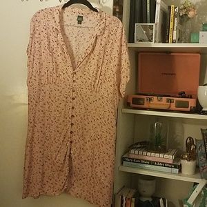Wild Fable pink floral button down dress